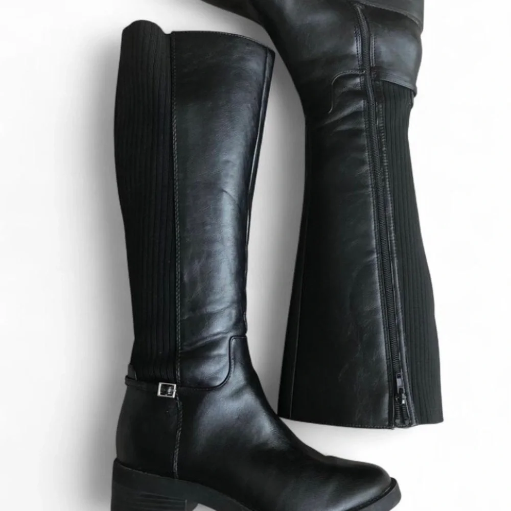Lifestride Bristol Black Leather Riding Boots Size 8M
